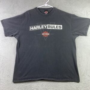 Vtg Harley Davidson Shirt Adult XL Black Motorcycle Biker Boston Graphic Tee USA